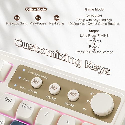 AULA S99 Gaming Keyboard, Wireless Computer Keyboards, Tri-Mode Bluetooth/2.4GHz/USB-C Custom Creamy Keyboard with Number Pad, RGB Backlit Media Knob Cute Programmable Keyboard for PC Gamer - Green thumbnail 6