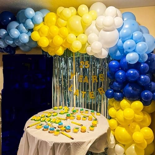 Yellow Blue Balloons 12 Inches with Confetti Balloon | Dark Blue Yellow White Latex Balloon Helium for Kids Birthday Graduation Baby Shower Party Decoration thumbnail 7