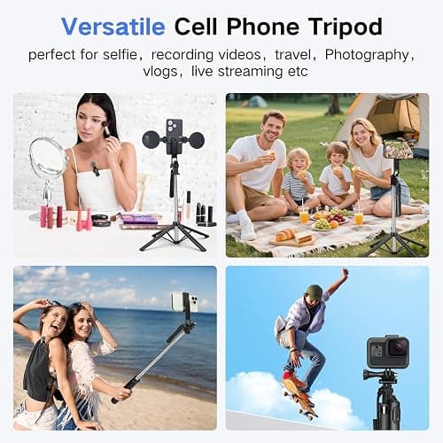 Vlogging Kit for iPhone/Android, Metal Selfie Stick Tripod for iPhone with Light and Microphone,70 inch Tall Adjustable Phone Tripod for TikTok/YouTube Starter Content Creator Essentials Kit thumbnail 3