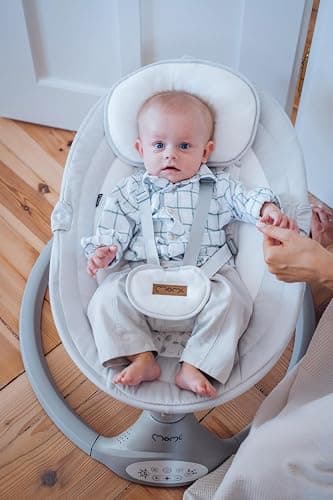 MoMi KENANI Transat balancelle jusqu’à 9 kg, pliable, télécommande et Bluetooth pour smartphone, alimentation piles et secteur, harnais de sécurité 5 points, pare-soleil, moustiquaire thumbnail 13