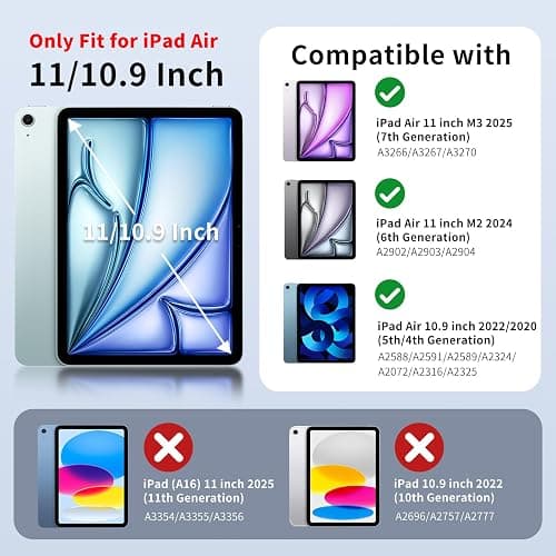 MoKo Coque pour iPad Air 11 Pouces M3/M2 2025/2024, iPad Air 5e/4e Gén 10,9 Pouces Coque 2022/2020 avec Porte-Stylet, Mince Légère à Trois Volets avec PC Arrière Translucide Robuste, Marine Bleu thumbnail 2
