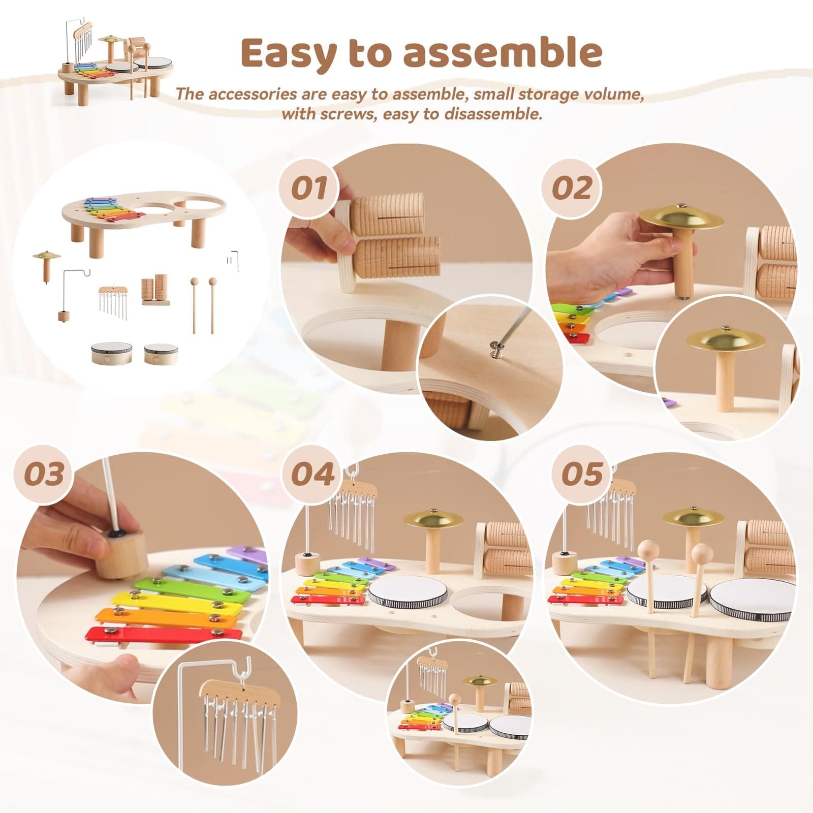 IEATFO Kids Drum Set for Kids Musical Instruments 7 in 1 Baby Musical Toy Montessori Xylophone Drum Kit Toys for Boys Girls Months Birthday Gifts thumbnail 7