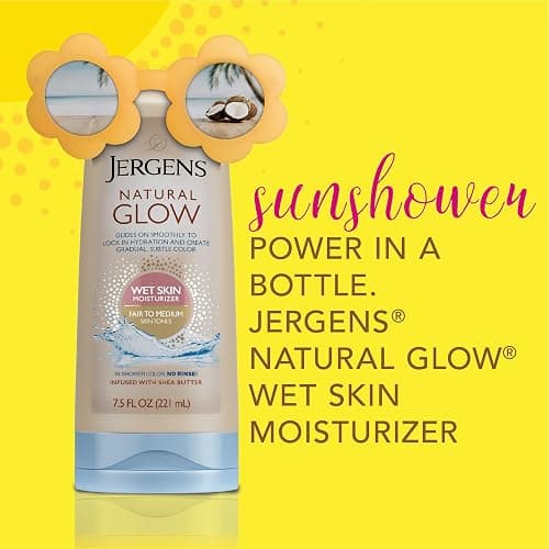 Jergens Natural Glow In Shower Lotion, Self Tanner for Medium to Deep Skin Tone, Sunless Tanning Wet Skin Lotion for Gradual, Flawless Color, 7.5 Ounce (Packaging May Vary) thumbnail 4