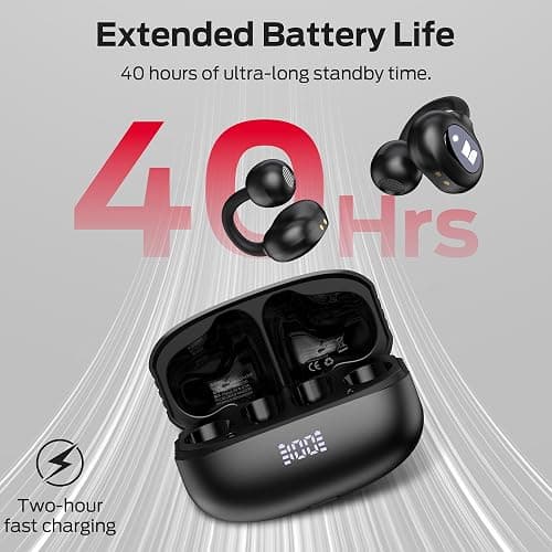 Monster Open Ear AC339 Earbuds, Bluetooth 6.0 Earphones Stereo Sound, Open Ear Clip Wireless Earbuds 40 Hours Playback, with Smart Digital Display Design, Touch Control, IPX6 Waterproof thumbnail 5