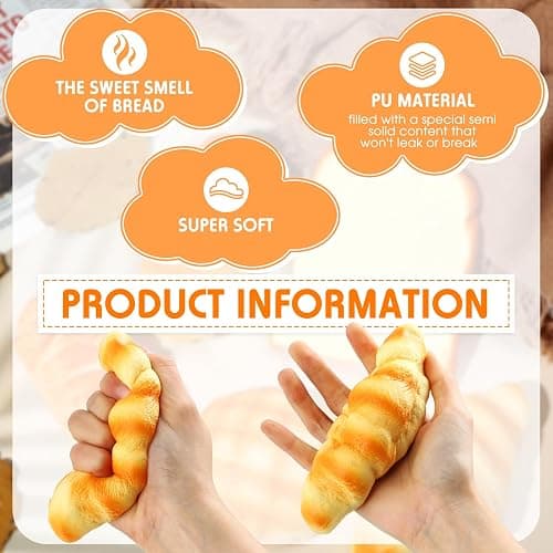 Foilswirl 5 Pcs Bread Stress Toy Soft Toast Bread Shape Toy Slow Rising Toy Anxiety Relief Food Toy for Kids Adult Tricky Funny Birthday Gifts Simulation Fake Food Stress Toy Balls(Style 1) thumbnail 3
