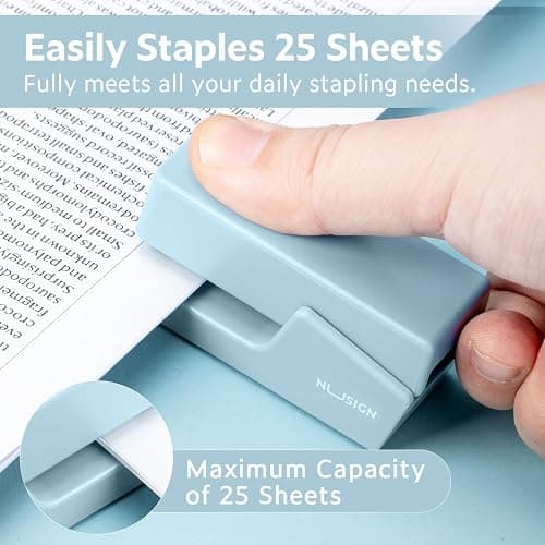 NUSIGN Mini Stapler with 830 Staples, Small Cute Desk Staplers, 25 Sheet Capacity, Blue thumbnail 3