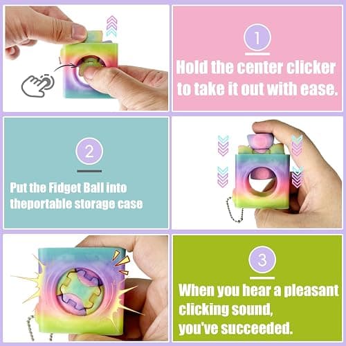 Zorbles 3D Printed Clicker Fidget Rolling Ball Keychain with Portable Storage Box,Stress Relief Desk Fidget Toy for Adults thumbnail 3
