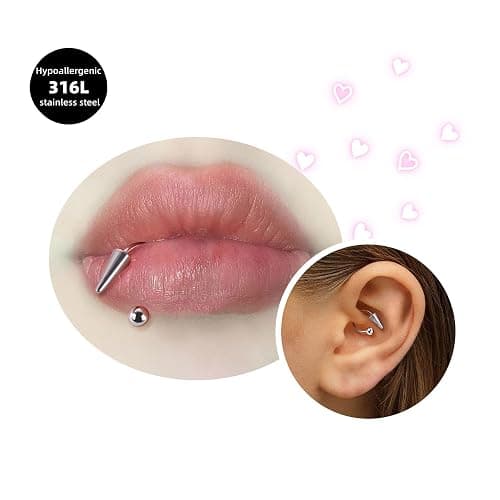 Zolure 16g Lip Rings Horseshoe Labret Jewelry Lip Barbell Ring Spike Snake Bite Piercing Jewelry Tragus Helix Earrings Studs Medusa Piercing for Women Men thumbnail 4