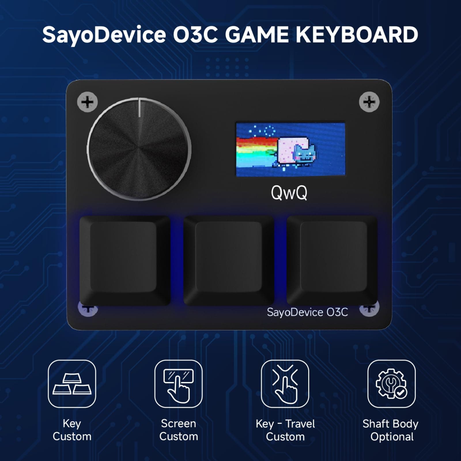 O3C Rapid Trigger Hall Effect Keyboard Suitable for OSU and Geometry Dash Rhythm Game Macro Keypad with Magnetic Linear Switches (Black, Gateron KS-20 White Switch) thumbnail 3