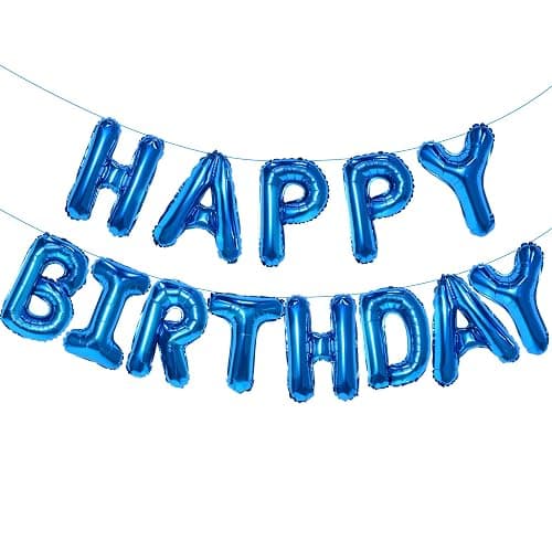 Blue Happy Birthday Balloon Banner, 16 Inch Foil Mylar Happy Birthday Balloons Letters, Reusable Happy Birthday Sign, Blue Birthday Decorations for Women, Men, Boys and Girls - Image 1