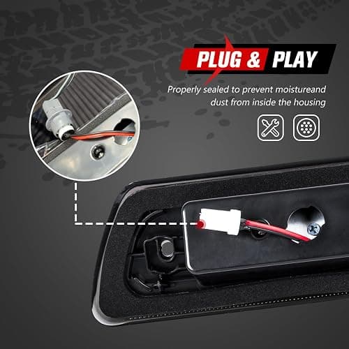 FIERYRED Third Brake Light/Reverse Light Smoked Compatible with 2009-2014 Ford F150 Light,Rear Cab Light,3rd lights Power Saving IP67 Waterproof thumbnail 3