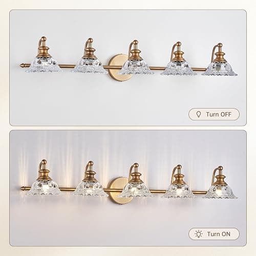 XIEDUN 37.4" Bathroom Light Fixtures 5 Lights Vanity Lighting Fixtures (Exclude G9 Bulb) Vanity Lights for Bathroom thumbnail 7