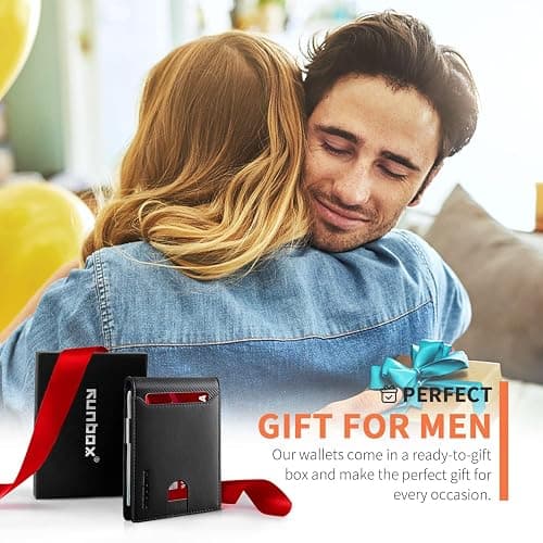 RUNBOX Slim Wallets for Men - Leather Money Clip Mens Wallet - RFID Blocking Front Pocket Bifold Wallet - Thin Credit Card Holder with Gift Box thumbnail 6