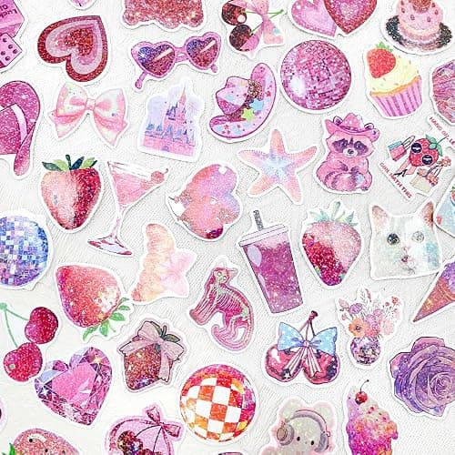 50 PCS Vintage Pink Y2K Girls Stickers, Waterproof Retro Aesthetic Sticker for Water Bottles Laptops Phone Luggage Guitar Journaling Decorative Decals for Girl Teens Adults thumbnail 6