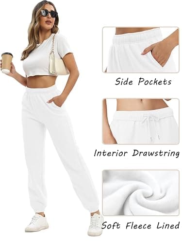 Baccarri Women's Casual Fleece Sweatpants High Waisted Cinch Bottom Lounge Baggy Joggers Pants thumbnail 4