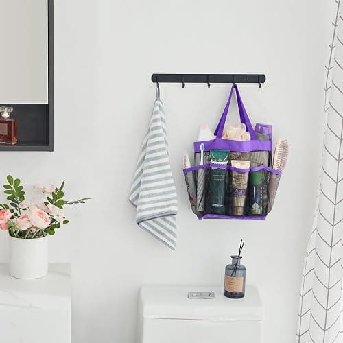 Lifewit Mesh Shower Caddy Freestanding Portable Shower Tote Bag for College Dorm, Bathroom, Gym, Travel, Quick Dry Hanging Organizer with 7 Storage Pockets for Toiletry Essentials,Purple thumbnail 2