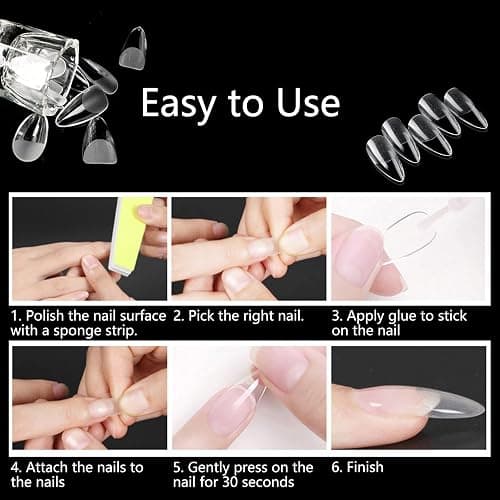 Jaimela 240 Pcs Acrylic Nail Tips, French Acrylic Style Fake Clear Nails Tips, Nail Extension Tips, Artificial Fake Nails With Box, for Nail Salons and DIY Nail Art, 12 Sizes thumbnail 4