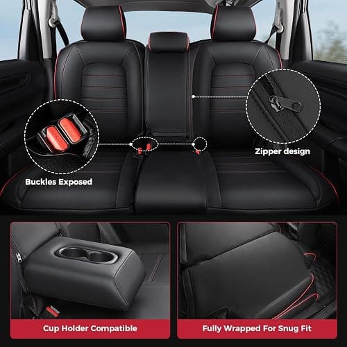 FREESOO for Honda CRV Seat Covers 2023–2026 Full Set, Custom Fit, 4‑Layer Waterproof, Breathable Faux Leather, Durable Car Seat Protector for EX/EXL/LX/Sport/Sport Touring/TrailSport (Black) thumbnail 5