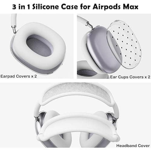 BlHMCASE Headphone Cover for AirPods Max, Cute Black Polka Dot Clear Ear Cups Covers, White Silicone Ear Pad Case Headband Cover for Apple AirPods Max thumbnail 7