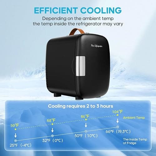DUMOS Mini Fridge for Bedroom, 4L Compact Personal Fridge Cooler For Skincare, Drinks, And Snacks, Fits 6 Cans, Mini Refrigerator with 110V Ac/12V Dc, Ideal For Car, Dorm, Black thumbnail 4