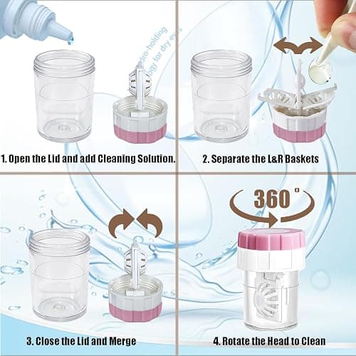CADEVED Contact Lens Case Kit with Cleaner Washer, Contact Lenses Applicator Removal Tool Kit with Mirror Solution Bottle for Daily and Outdoor Use(White) - White thumbnail 3