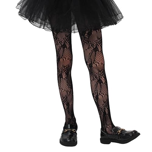GUXIMIAR Girls Lace Fishnet Tights Toddler Sheer Patterned Stockings Halloween Tights Hollow Dance Pantyhose for Kids thumbnail 3