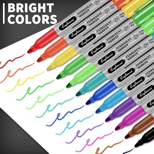 craftinova 12 Color 12 Pack Fine Point Markers,Assorted Colors Set, Work on Plastic Metal Wood Glass, Waterproof, Quick Drying,Fade Resistant, No Smear, Perfect for Classroom, Home, Office, 12 Count thumbnail 4
