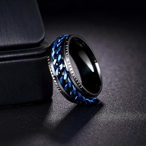 Udolfly Mens Fidget Rings Anxiety Rings for Men Womens Chain Spinner Rings for Adults Titanium Steel Rings thumbnail 4