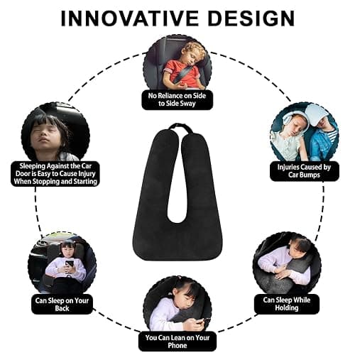 MROUEN Travel Pillow, Travel Pillow for Kids, Sleeper Hold Pillow Travel, Removable U-Shaped Pillow for Adults and Children to Support Head and Body in The Back Seat of Long Car Trips (Black) thumbnail 6