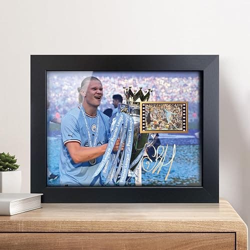 sufenvera Signed Erling Haaland Framed Poster,Erling Haaland Film Photo Collage Display,Gifts for Soccer Fans on Birthday Christmas 8x6 Inches thumbnail 5