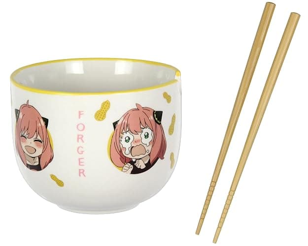 JUST FUNKY Spy x Family Anime Manga Many Faces Of Anya Ramen Bowl Bundle with Soup Bowl, Bamboo Chopsticks Set thumbnail 2