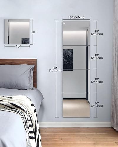 SAFEE MRROR Wall Mirrors for Bedroom Door,Unbreakable Full Length Wall Mirrors Tiles,shatterproof Mirror for Kids 4 Pack 10" x10,Workout for Home Gym Body,Closet Mirror Wall Home Gym thumbnail 2