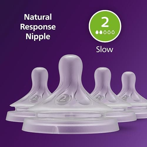 Philips Avent Natural Response Nipple, Slow Flow (Flow 2), 0m+, 4-pack, SCY962/44 thumbnail 2