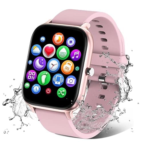Smart Watch for Men Women Compatible with iPhone Samsung Android Phone 1.69 inch Full Touch Screen IP68 Waterproof Bluetooh Fitness Tracker Heart Rate/Sleep Monitor (Pink) - Image 1