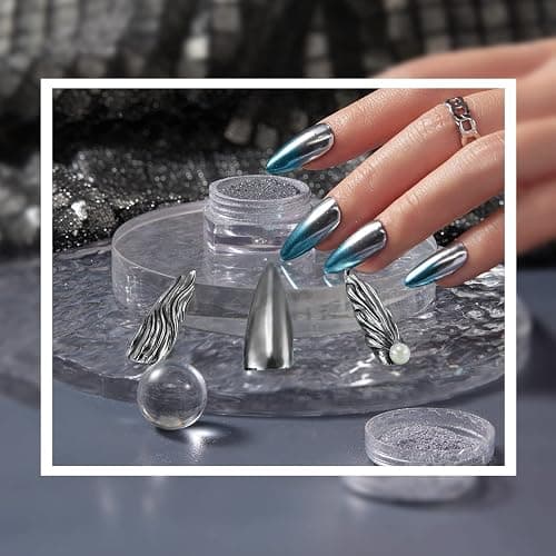 Beetles Sliver Chrome Nail Powder Mirror Metallic Effect | Nail Glitter Manicure Pigments Premium Salon for Nail Art Design, 0.04oz/1g thumbnail 7