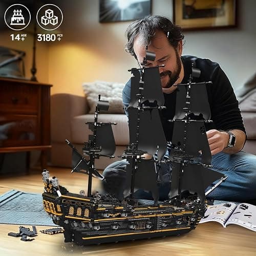 Mould King 13199 Pirates Ship Model Building Blocks Kits, MOC Large Black Pearl Sailboat Model Construction Set to Build, Gift for Age 14+/Adults Collections Enthusiasts (3180+ Pieces) thumbnail 2