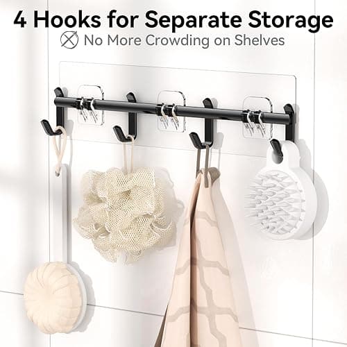 YASONIC Shower Caddy Adhesive, 100% Rustproof Shower Organizer with Soap Holder, 6 Pack Large Capacity shower Shelves for Inside Shower, No Drilling Bathroom Organizers and Storage for Home Decor thumbnail 5