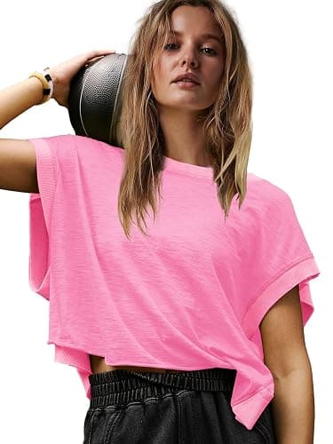 Panadila Womens Open Back Workout Top Oversized Workout T Shirts Backless Athletic Shirt Short Sleeve Baby Tee thumbnail 2