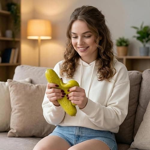 Novelty Squeeze Stress Ball, Jumbo Pickle Shaped Fidget Toy, Giant Squishy Toys, Slow Rebound Gel Stress Reliever for Adults thumbnail 5