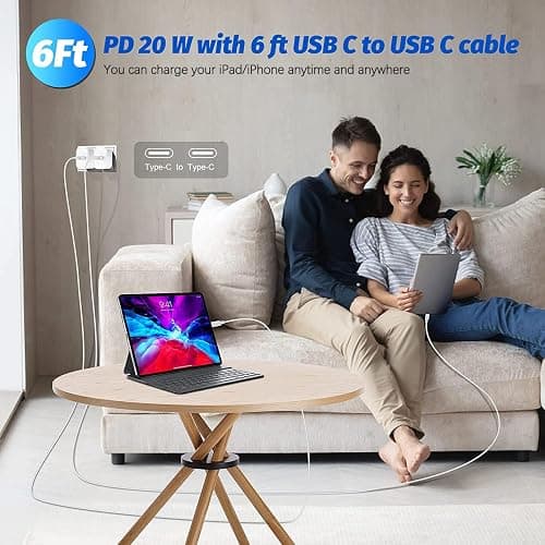 Fast iPad Charger,iPad Charger Fast Charging 2Pack Wall Chargers Plug Adapter Type C USB C to C Cable Cord 6ft for iPad Pro 12.9,iPad Pro 11/13inch(M4),iPad Air 5th/4th,iPad mini 6/7,iPad 10/11th(A16) thumbnail 7