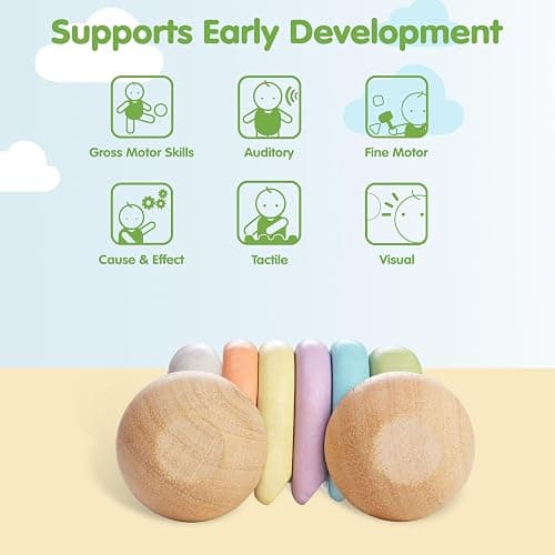 PlanToys® Wooden Baby Push Toy Car | Montessori Toy for Infants | Wooden Baby Toy with Flexible Body | Sensory & Motor Skill Development Toy for 6+ Months thumbnail 5