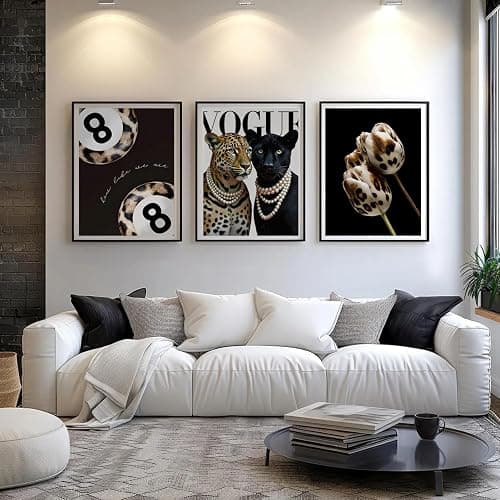 3Pcs Of Fashionable Cheetah Wall Art Lucky Ball 8 Posters Prints Leopard Print Floral Pictures Paintings Trendy Aesthetic Canvas Wall Decoration Suitable For Living Room Bedroom 16x24 Inch Unframed thumbnail 5