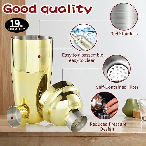 OBALY Bartender Kit 11-Piece Cocktail Shaker-Muddler for Cocktails 25oz Boston Shaker-Bar Accessories with Stylish Bamboo Stand Mix Drink Shaker kit Perfect Martini kit with Cocktail Recipes Booklet thumbnail 5