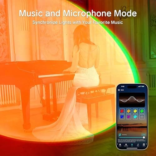 Madoury Sunset Lamp Projector with APP Control and Button Control, 360 Degree Rotation Multicolor Changing Projection Lamp Led Sunlight Light for Bedroom, Photography, Party, Room Decor thumbnail 3