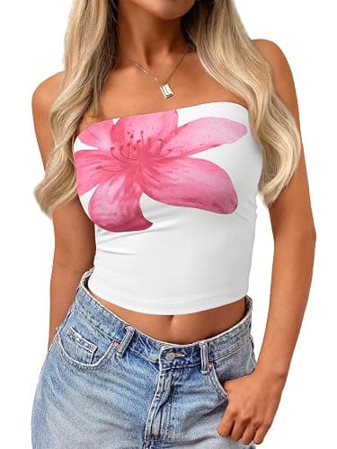 Trendy Queen Women's Y2K Tube Tops Cute Strapless Crop Top Stretchy Bandeau Summer Fashion Clothes Teen Girls - Image 1