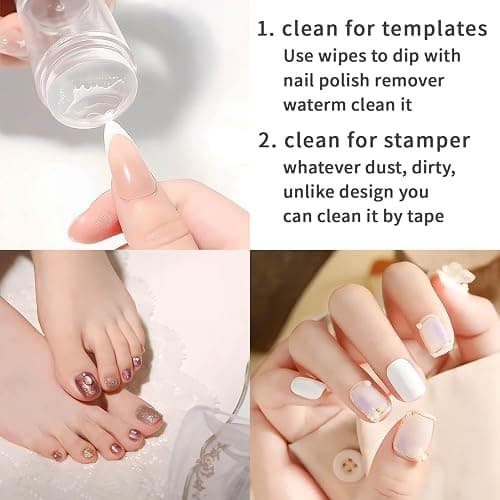 French Tip Tool,2 PCS Nail Art Stamper Kit,Clear Silicone Stamping Jelly with Scraper for DIY together with Gel Nail Polish Acrylic Nail Kit Nail Tips thumbnail 5