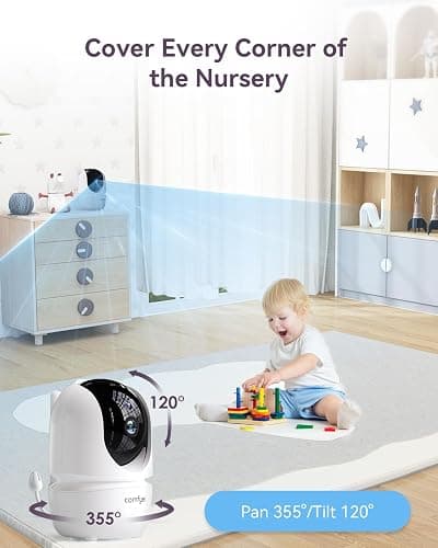 Comfyer No WiFi Split-Screen Baby Monitor with 2 Cameras and Night Vision, 7" HD Baby Monitor with a Flexible Bracket, Audio Alert, High/Low Temperature, VOX Mode, 2 Way Audio, Remote PTZ - 7''720P Display with 2 1080P Camera thumbnail 6