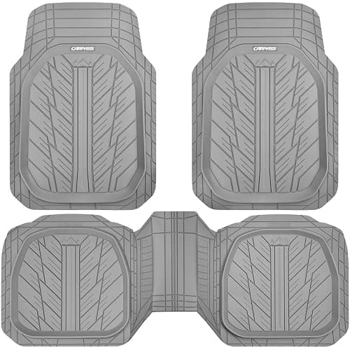 CAR PASS Deep Dish Rubber Floor Mats for Cars Full Set,Heavy Duty Car Mats,Universal Waterproof Trim-to Fit Automotive Floor Mats for Truck Van SUV, Durable All-Weather Car Mats 3-Piece (Light Gray) thumbnail 9