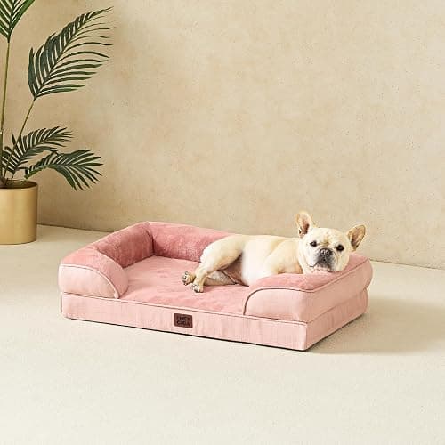 EHEYCIGA Orthopedic Dog Beds for Extra Large Dogs, Waterproof Memory Foam XL Pet Bed with Sides, Non-Slip Bottom and Egg-Crate Foam Big Dog Couch Bed with Washable Removable Cover, Dusty Pink thumbnail 9