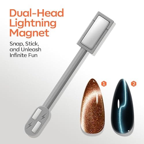 modelones Cat Eye Magnet Set for Nails, Powerful 3 IN One Magnetic Pen Heart Nail Design Square Double Head Round Magnets Tool Winter Christmas Manicure Glassy Moon French Flower Cateye Effect, 10 PCS thumbnail 6
